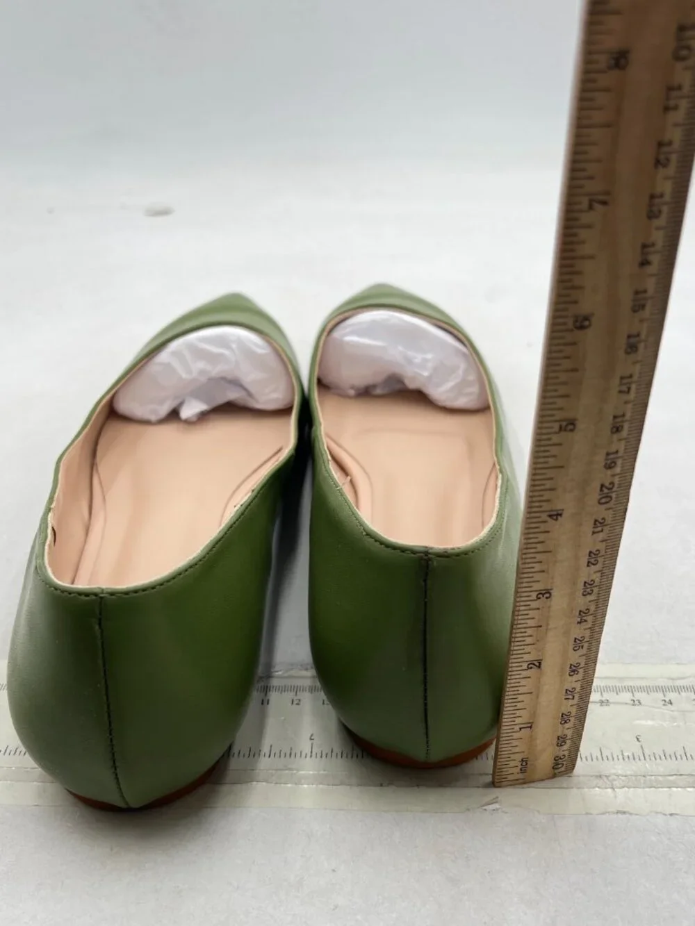 FSJ Green Flat Pumps Pointed Toe Slip On Party Dress Shoe for Comfort Outfits